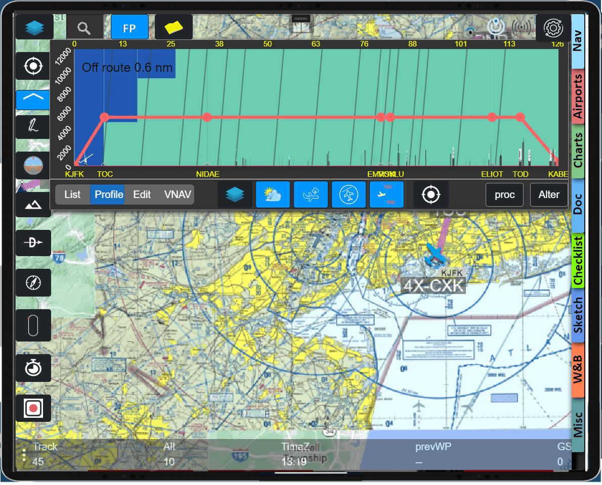 Flight plan vertical profile